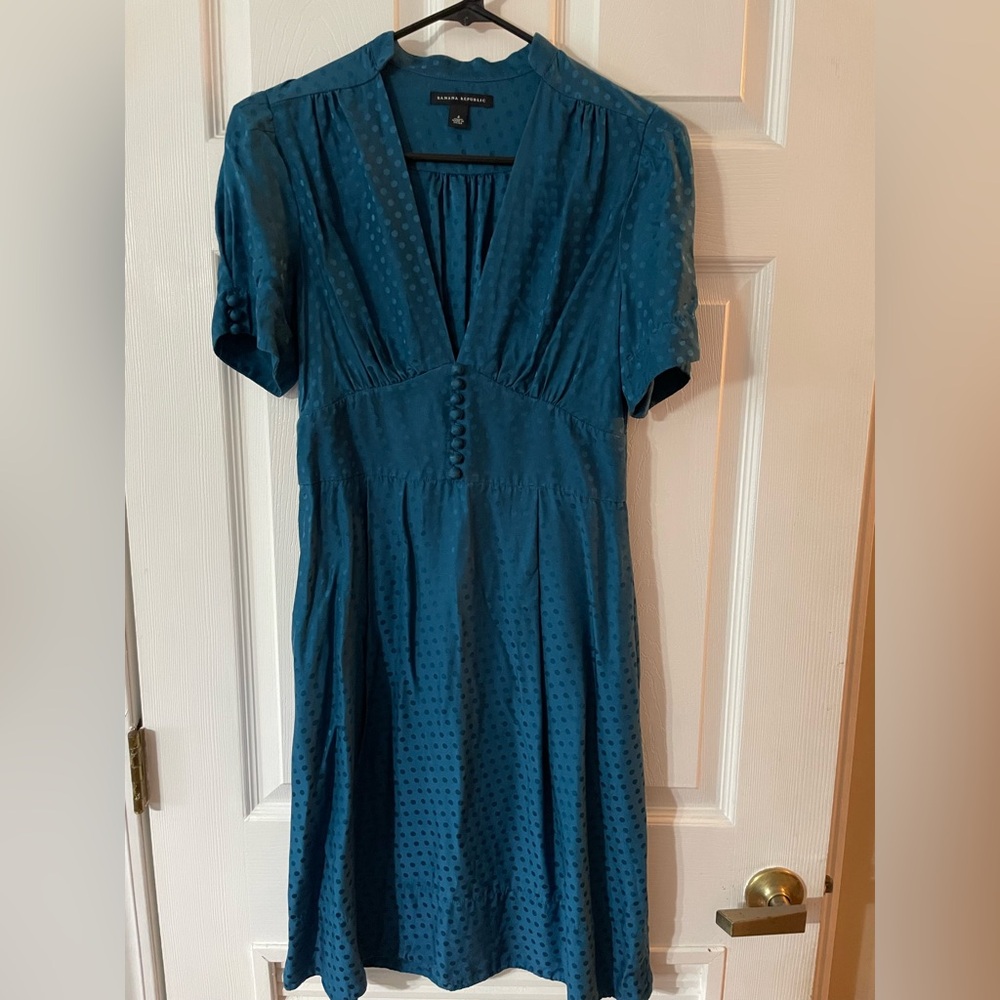 Banana Republic Teal Button-Front Dress
